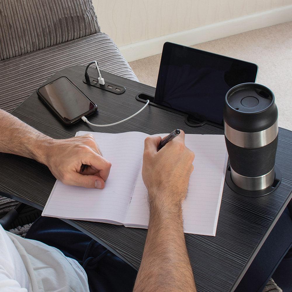 Ingenious Lap Desk Tray With Foldable Legs And USB Ports