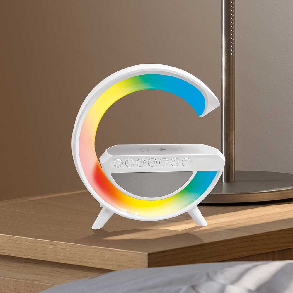 Light Up Wireless Charging Alarm Clock Bluetooth TWS Speaker Bedside Dock