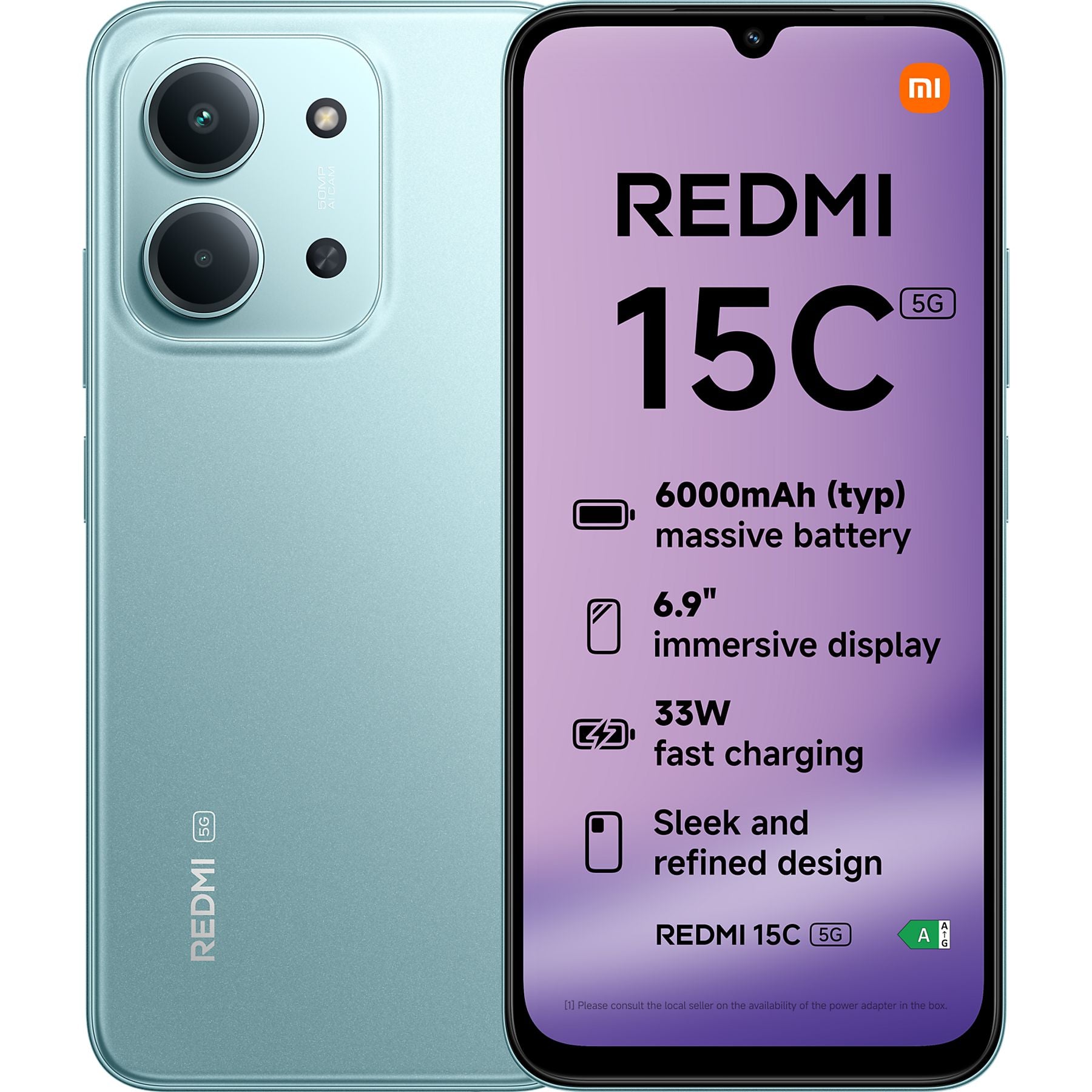 Xiaomi Redmi 15C – 256GB Storage, 4GB RAM, Massive 6000mAH Battery, 120Hz 6.9" Display, Stylish Design, 50MP AI Dual Camera, 33W Fast Charging Midnight Smartphone Mint Green