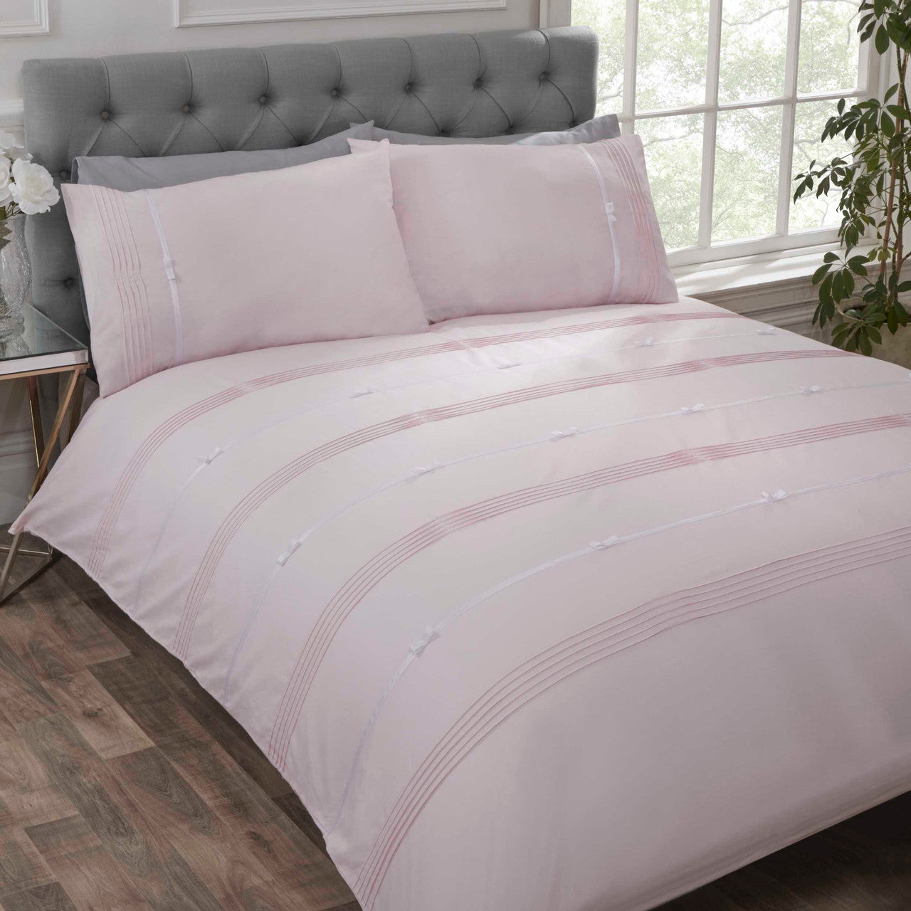 Clarissa Polycotton Duvet Set With Pillowcase Super King Blush