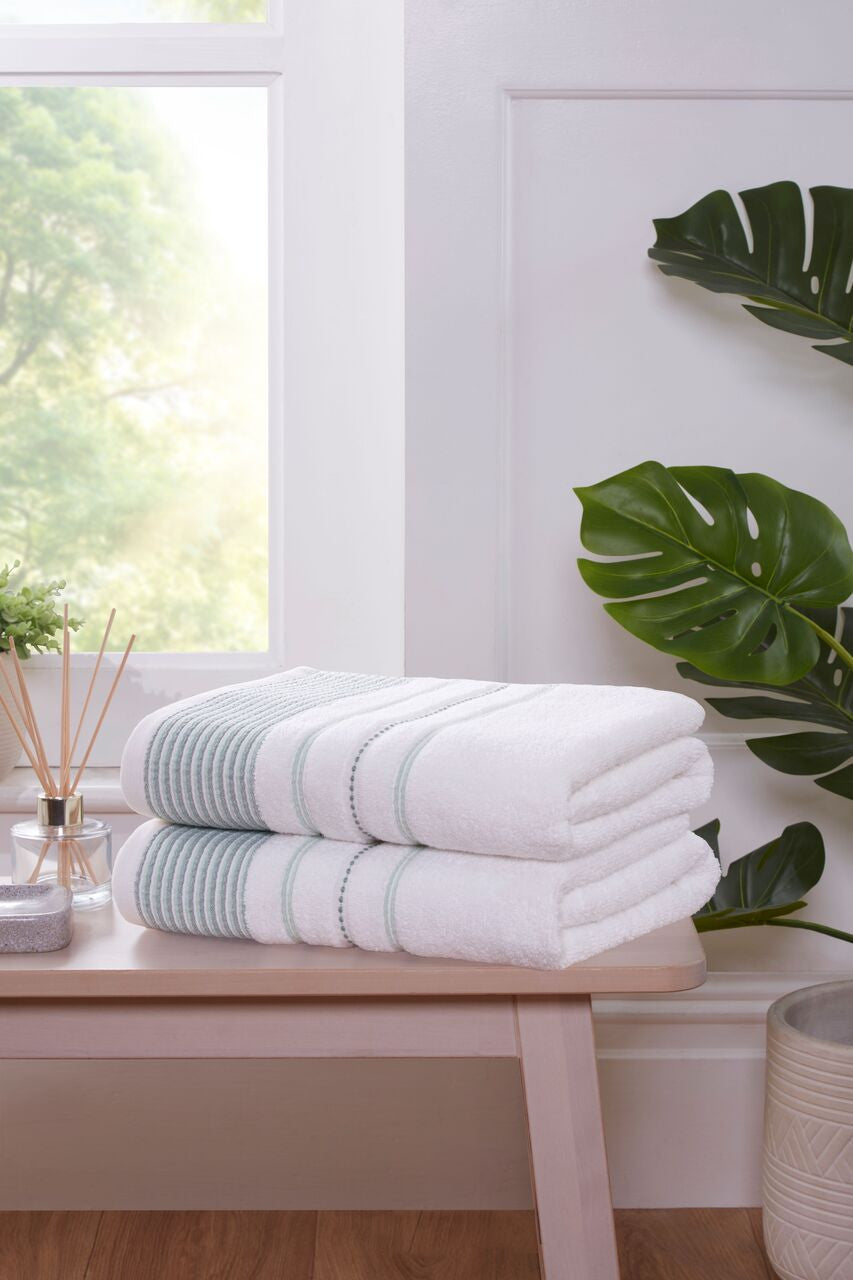 Dakota Stripe Bath Towel Green