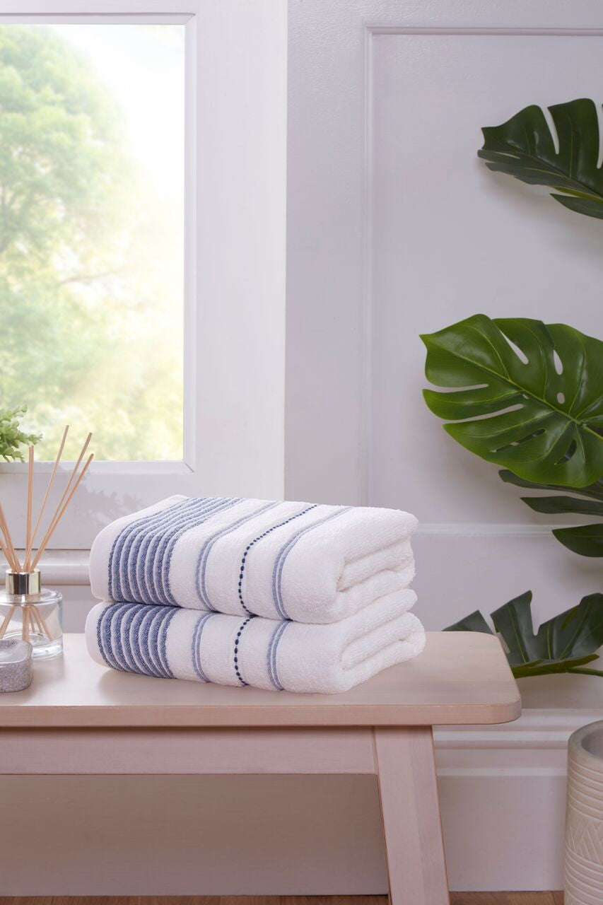 Dakota Stripe Face Towel Blue