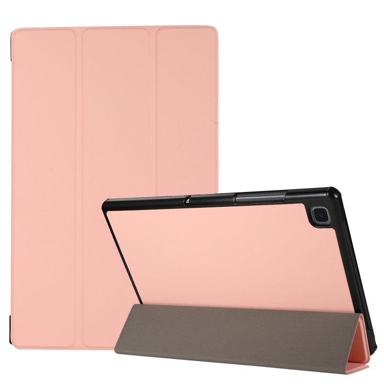 3-folding Skin Texture Horizontal Flip TPU + PU Leather Case Cover with Holder Samsung Galaxy Tab A7 10.4 (2020) T500 / T505 (Pink)