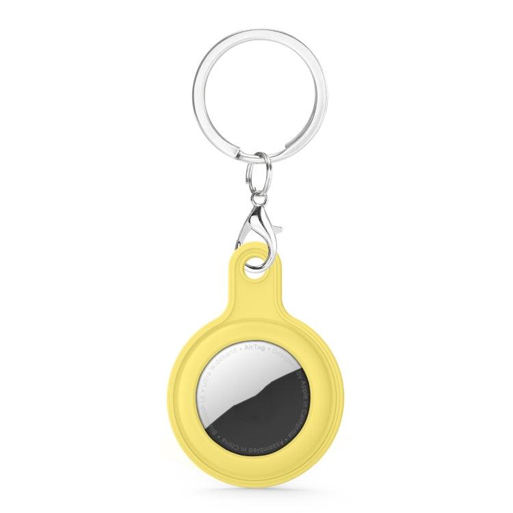 Gel Leather Case Cover Cover with Switchable Keychain Ring Apple AirTag (Yellow)