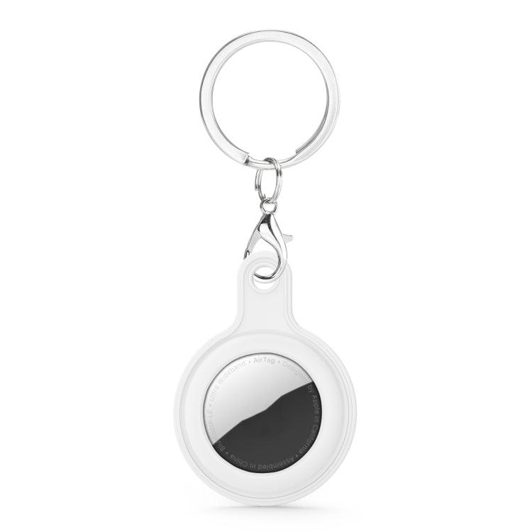 Gel Leather Case Cover Cover with Switchable Keychain Ring Apple AirTag (White)