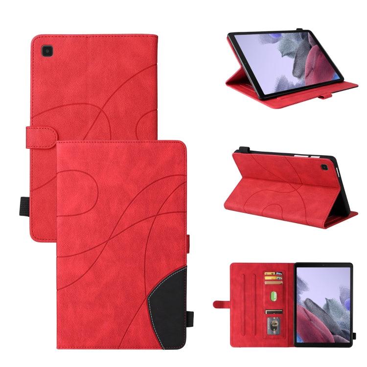 Samsung Galaxy Tab A7 Lite T225/T220 Dual-color Splicing Horizontal Flip PU Leather Case Cover with Holder & Card Slots (Red)