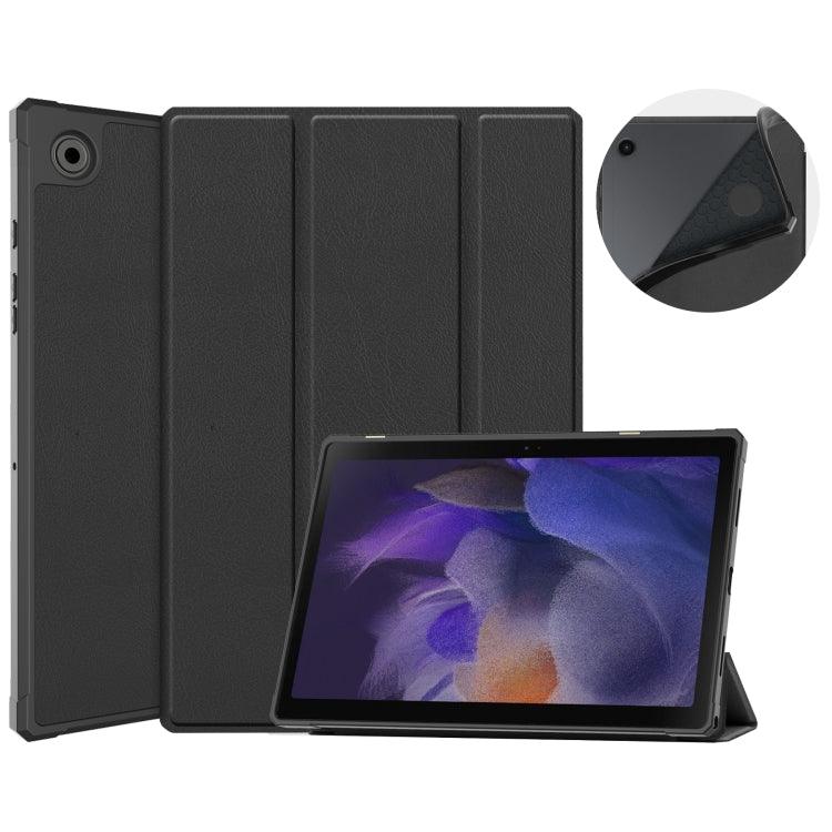 Samsung Galaxy Tab A8 2021 SM-X205 3-Fold Holder Leather Tablet Case Cover (Black)