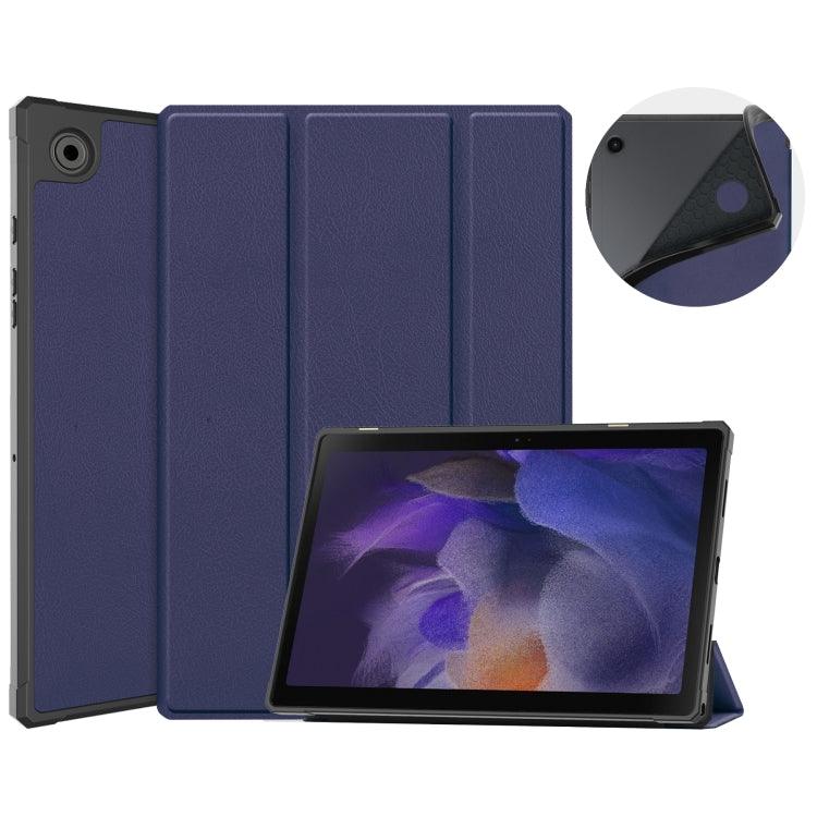 Samsung Galaxy Tab A8 2021 SM-X205 3-Fold Holder Leather Tablet Case Cover (Dark Blue)