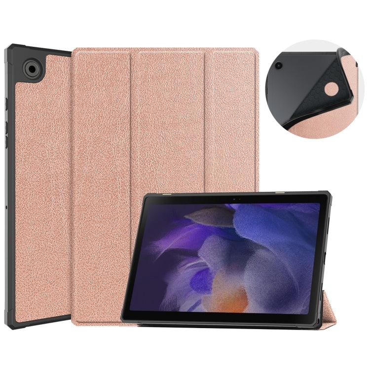 Samsung Galaxy Tab A8 2021 SM-X205 3-Fold Holder Leather Tablet Case Cover (Rose Gold)