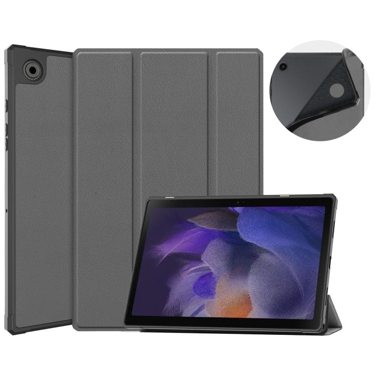Samsung Galaxy Tab A8 2021 SM-X205 3-Fold Holder Leather Tablet Case Cover (Grey)