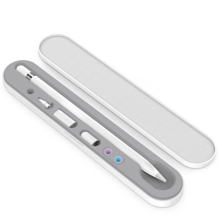 Stoyobe PC + Silicone Stylus Pen Magnetic Absorption Storage Box For Apple Pencil 1 / 2 (White)