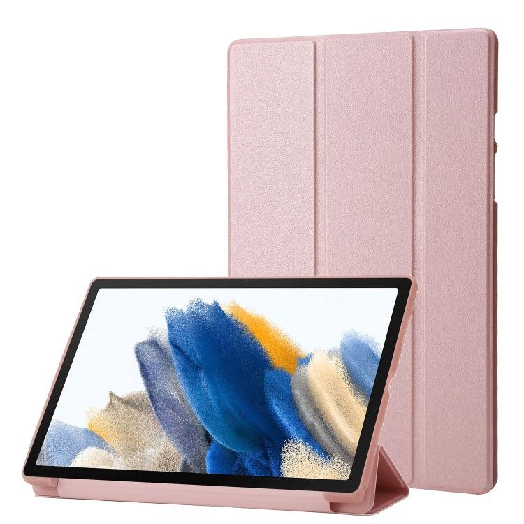 Samsung Galaxy Tab A8 10.5 2021 TPU Three-fold Horizontal Flip Leather Case Cover (Rose Gold)