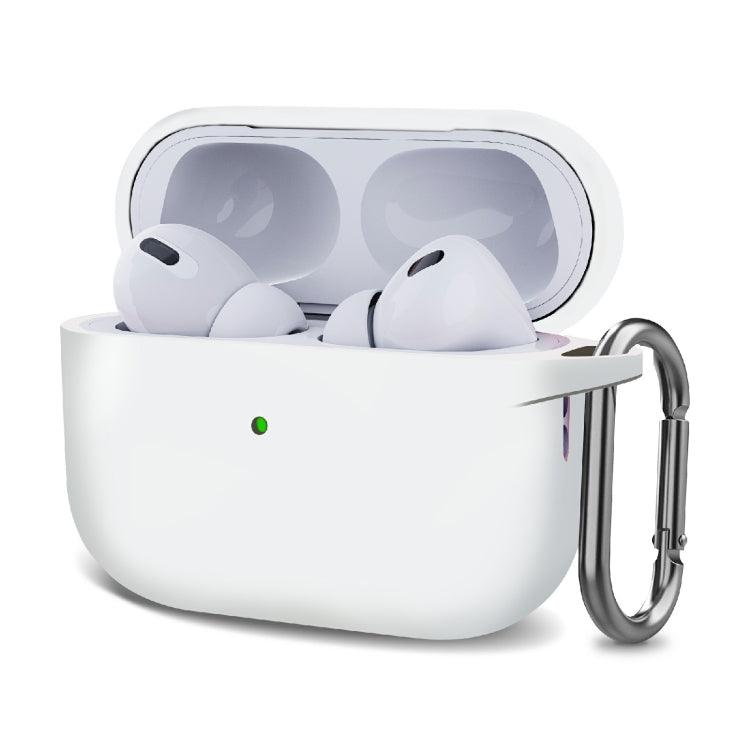 Silicone Thickening Wireless Earphone Protective Case with Hook Apple AirPods Pro 2 (White)