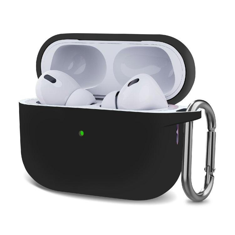 Silicone Thickening Wireless Earphone Protective Case with Hook Apple AirPods Pro 2 (Black)