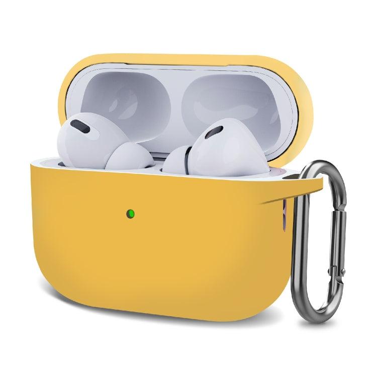Silicone Thickening Wireless Earphone Protective Case with Hook Apple AirPods Pro 2 (Yellow)