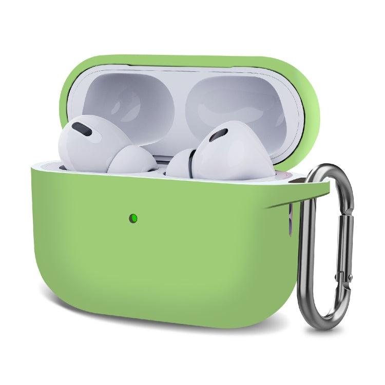 Silicone Thickening Wireless Earphone Protective Case with Hook Apple AirPods Pro 2 (Matcha Green)