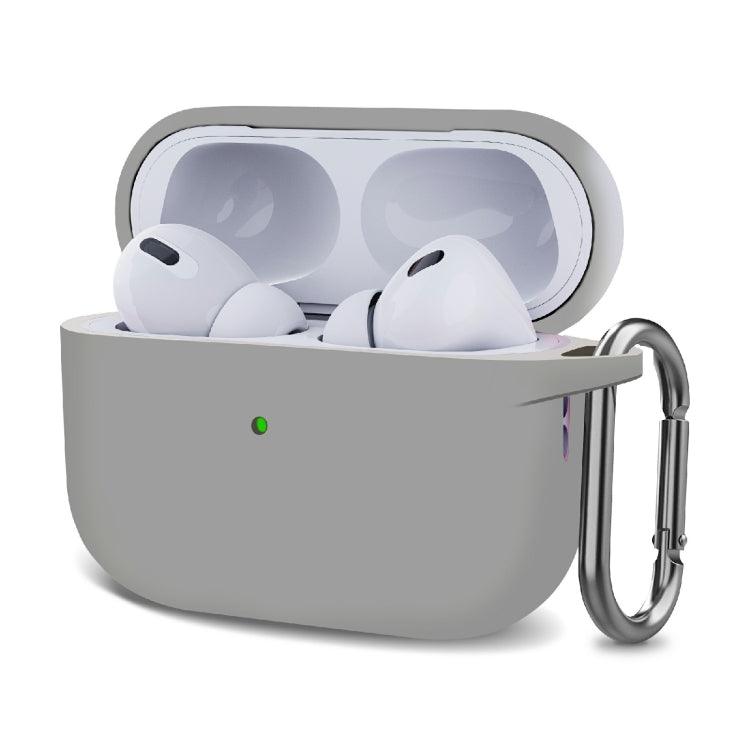 Silicone Thickening Wireless Earphone Protective Case with Hook Apple AirPods Pro 2 (Light Grey)