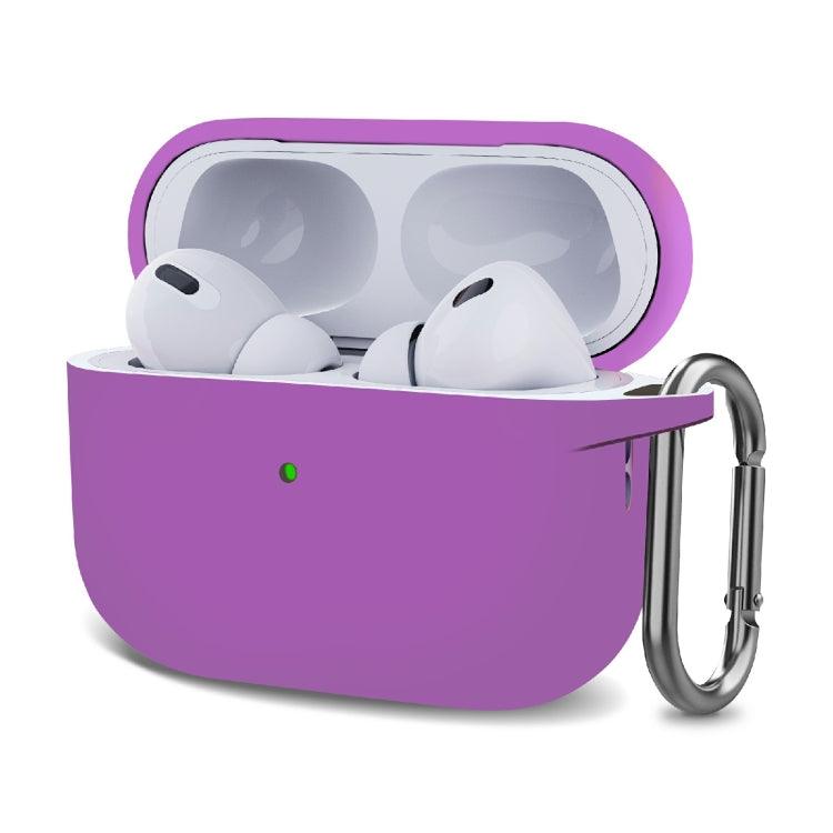 Silicone Thickening Wireless Earphone Protective Case with Hook Apple AirPods Pro 2 (Purple)