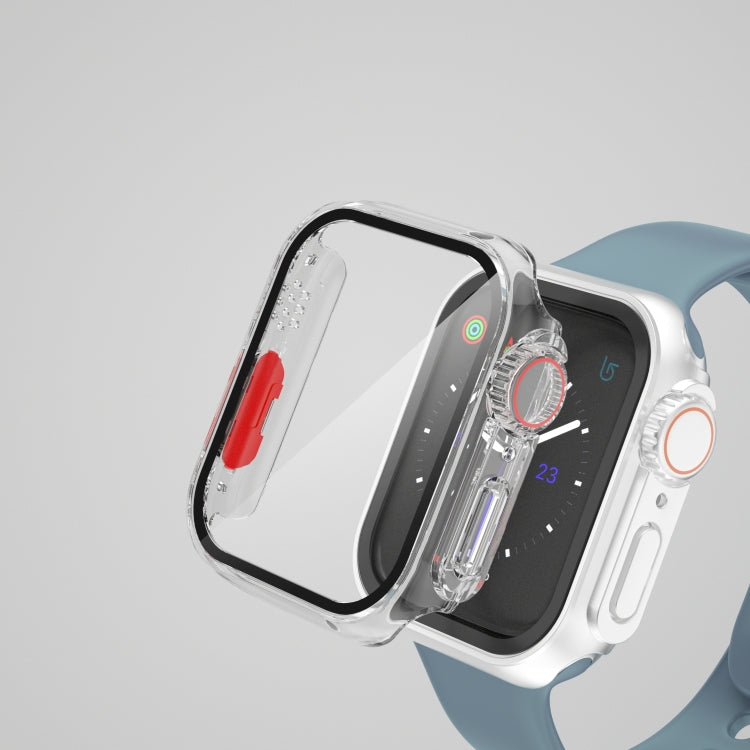 Transparent Film PC Watch Case Cover with Detachable Button for Apple Watch Series 9/8/7 45mm