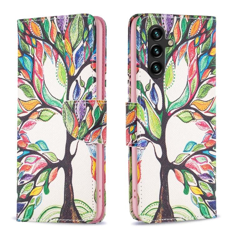 Samsung Galaxy A14 5G Drawing Pattern Leather Phone Case Cover (Tree Life)