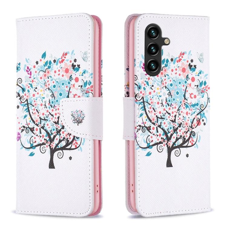 Samsung Galaxy A14 5G Drawing Pattern Leather Phone Case Cover (Tree)
