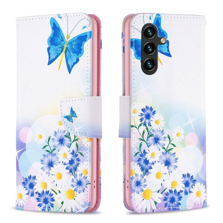Samsung Galaxy A14 5G Drawing Pattern Leather Phone Case Cover (Butterfly Love)