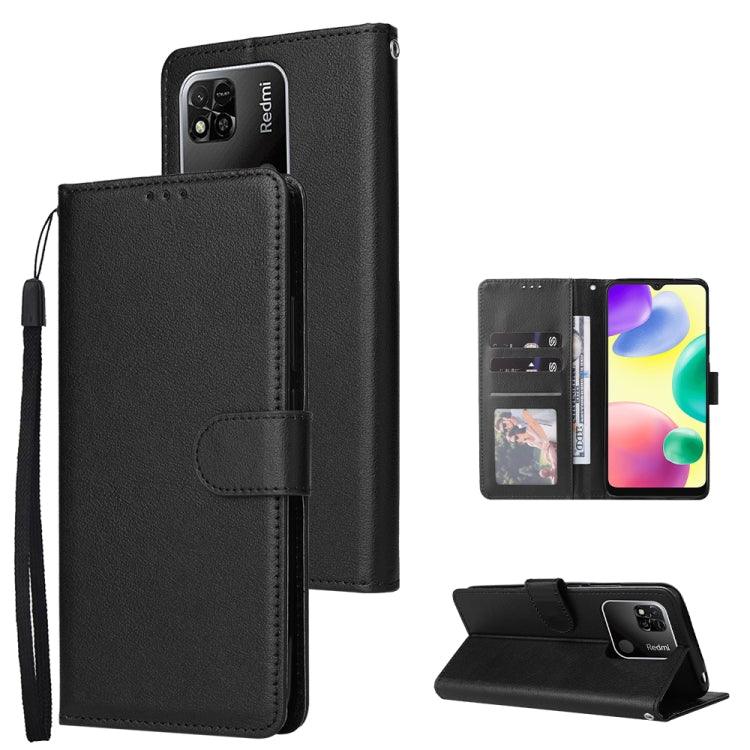 Xiaomi Redmi 10C Multifunctional Horizontal Flip Leather Case Cover with Three Card Slot (Black)