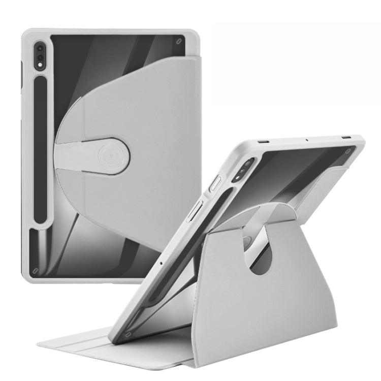 Samsung Galaxy Tab A7 Lite Acrylic 360 Degree Rotation Holder Tablet Leather Case Cover (Grey)