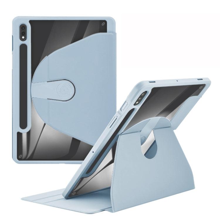 Samsung Galaxy Tab A7 Lite Acrylic 360 Degree Rotation Holder Tablet Leather Case Cover (White Ice)