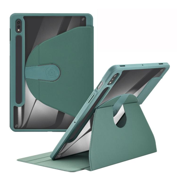 Samsung Galaxy Tab A7 Lite Acrylic 360 Degree Rotation Holder Tablet Leather Case Cover (Emerald Green)