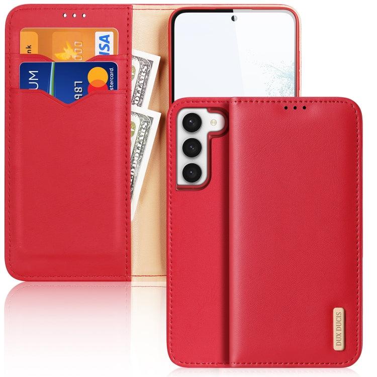 Samsung Galaxy S23 5G DUX DUCIS Hivo Series Cowhide Texture Leather Phone Case Cover (Red)