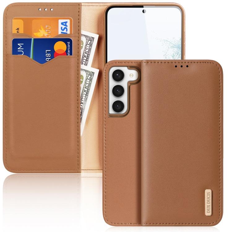 Samsung Galaxy S23 5G DUX DUCIS Hivo Series Cowhide Texture Leather Phone Case Cover (Brown)