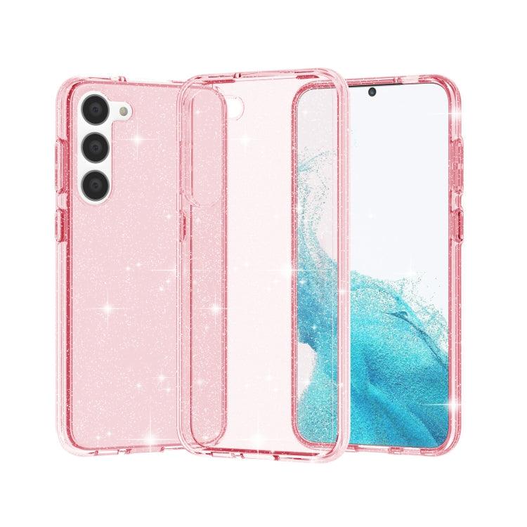 Samsung Galaxy S23+ 5G Shockproof Terminator Style Glitter Powder Phone Case Cover (Shiny Pink)