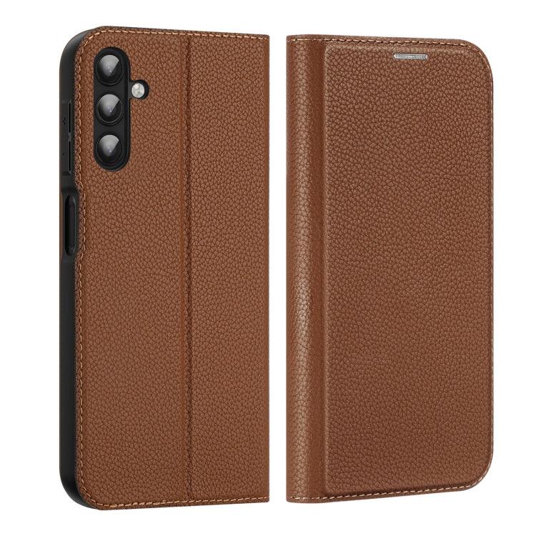 Samsung Galaxy A14 5G / A14 4G DUX DUCIS Skin X2 Series Horizontal Flip Leather Phone Case Cover (Brown)