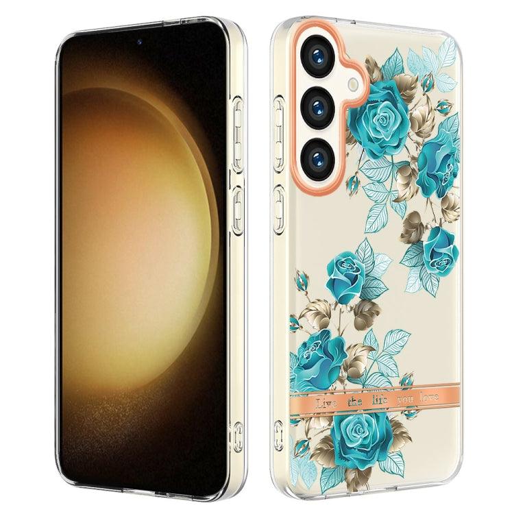 Samsung Galaxy S24 5G Flowers and Plants Series IMD TPU Phone Case Cover (Blue Rose)