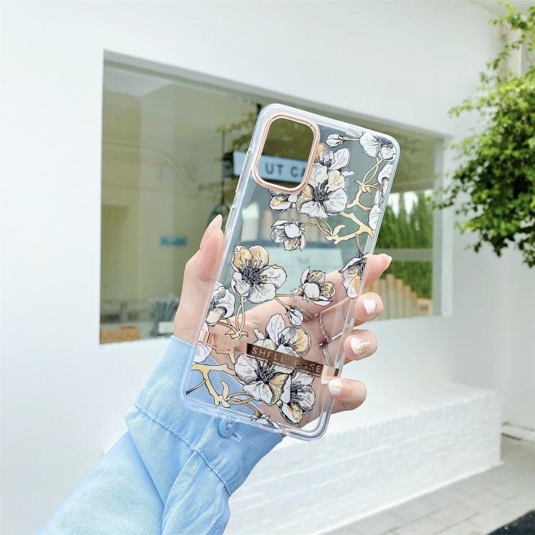 Samsung Galaxy A14 5G High Translucent Electroplating Flower Pattern TPU + PC Phone Case Cover (Ewha)