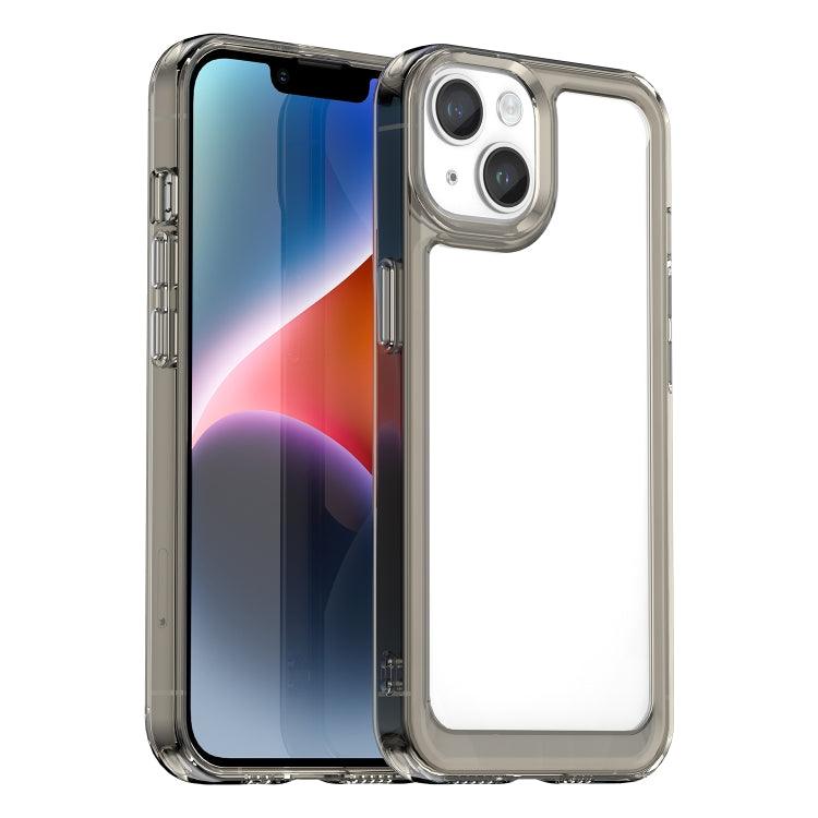 Apple iPhone 15 Colorful Series Acrylic + TPU Phone Case Cover (Transparent Grey)