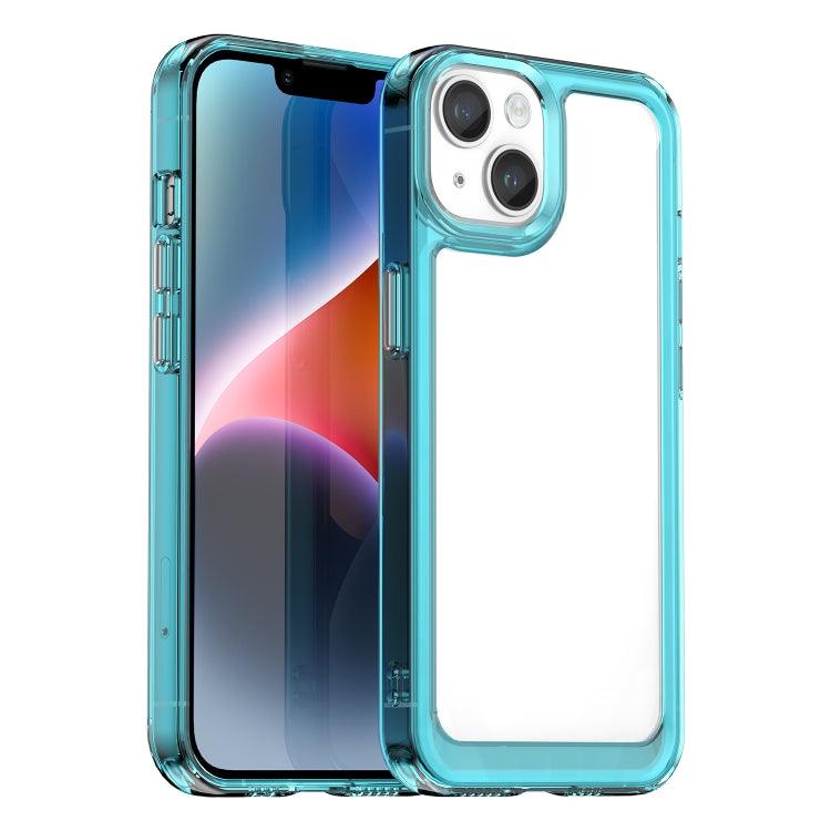 Apple iPhone 15 Colorful Series Acrylic + TPU Phone Case Cover (Transparent Blue)