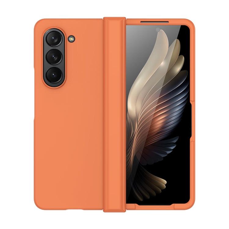 Samsung Galaxy Z Fold5 Skin Feel PC Phone Case with Hinge (Orange)