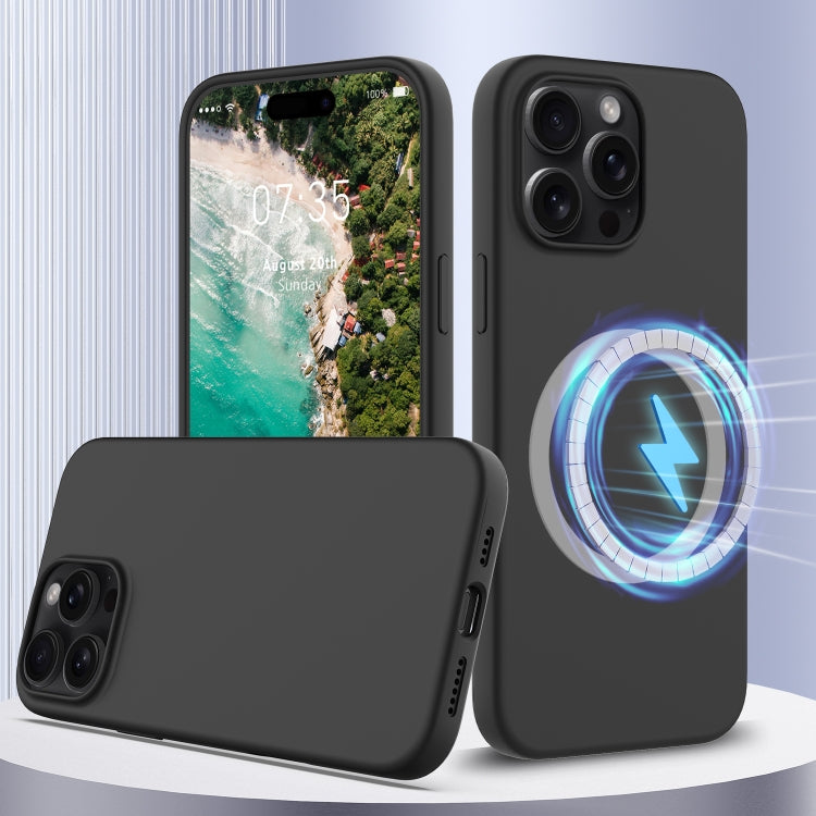 Apple iPhone 16 Pro Max Shockproof Silicone Magsafe Phone Case Cover (Black)