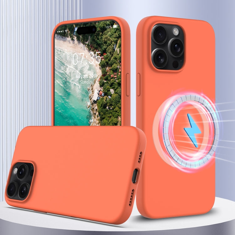 Apple iPhone 16 Pro Max Shockproof Silicone Magsafe Phone Case Cover (Gold Orange)