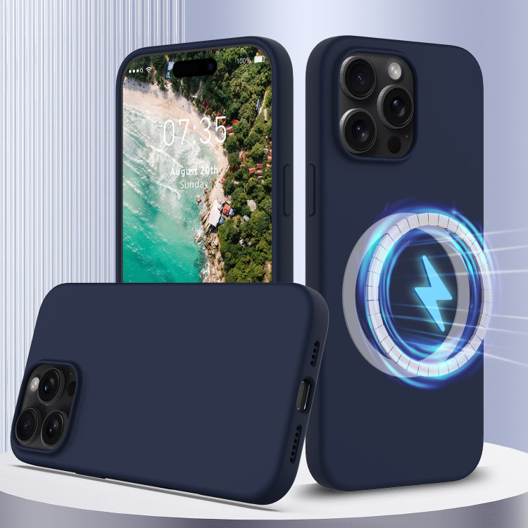 Apple iPhone 16 Pro Max Shockproof Silicone Magsafe Phone Case Cover (Navy Blue)