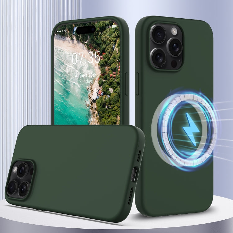 Apple iPhone 16 Pro Max Shockproof Silicone Magsafe Phone Case Cover (Dark Green)