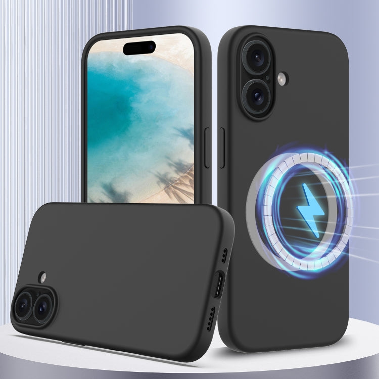 Apple iPhone 16 Plus Shockproof Silicone Magsafe Phone Case Cover (Black)