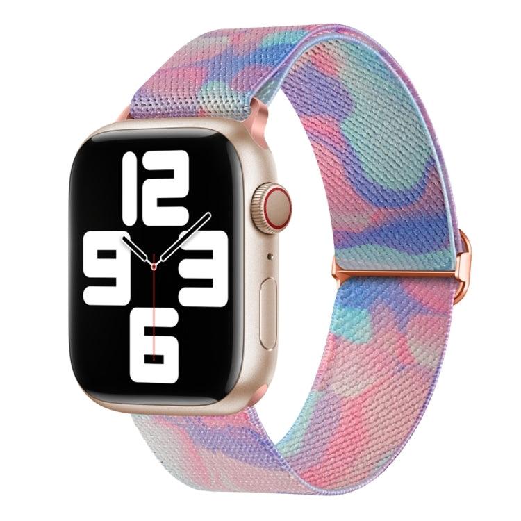 Apple Watch SE 2023 44mm Painted Pattern Nylon Replacement Watch Band (Water Fluid)