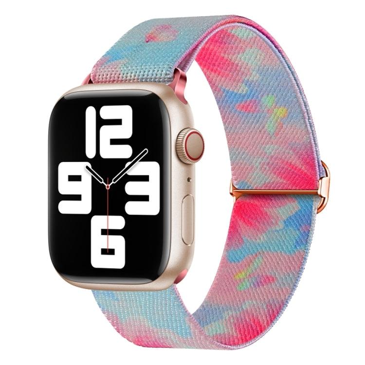 Apple Watch Series 9, 8, 7, 6, SE, 41mm, 40MM, 38mm Painted Pattern Nylon Replacement Watch Band (Flower Butterfly)