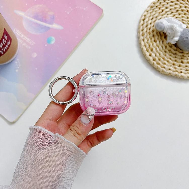 Apple AirPods Pro Transparent Glitter Bluetooth Earphone Protective Case (Pink)