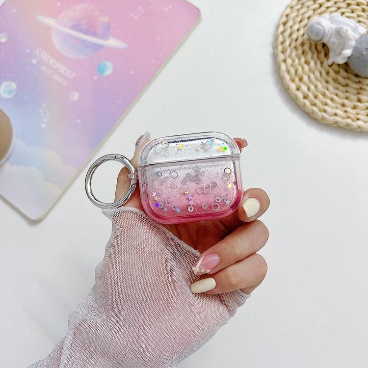 Apple AirPods Pro 2 Transparent Glitter Bluetooth Earphone Protective Case (Red)
