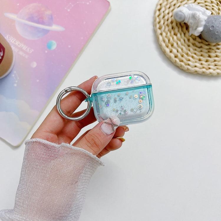 Apple AirPods Pro 2 Transparent Glitter Bluetooth Earphone Protective Case (Sky Blue)