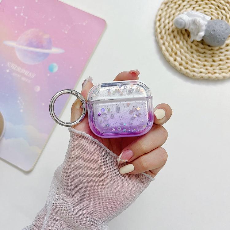 Apple AirPods Pro 2 Transparent Glitter Bluetooth Earphone Protective Case (Purple)